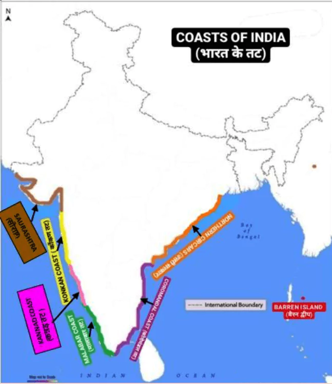 Coasts of India Map