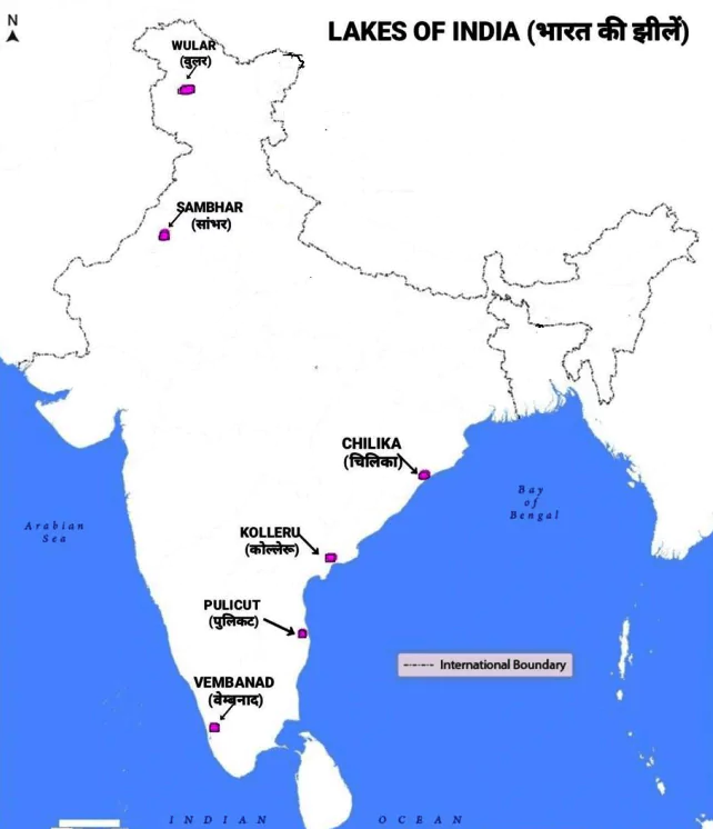Lakes of India Map