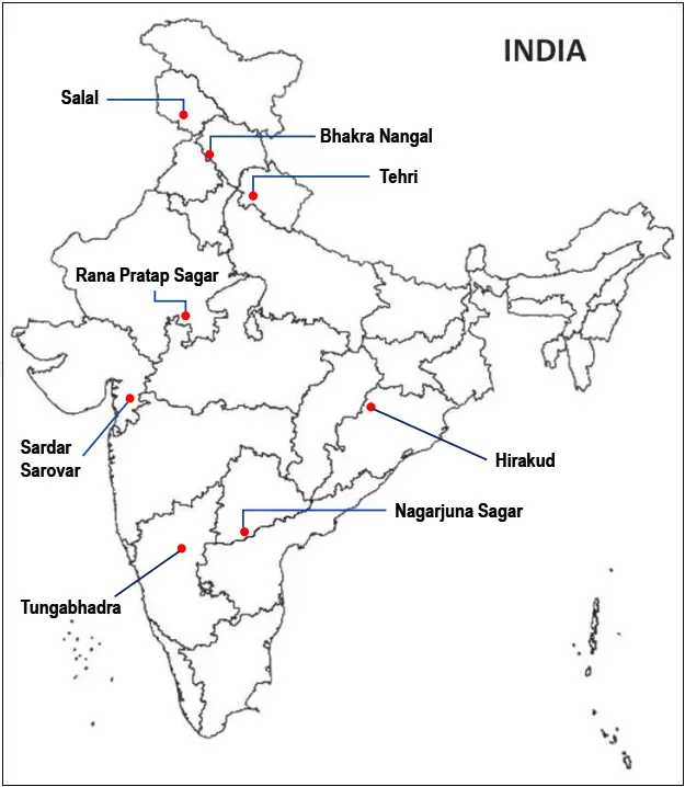 Geography Class 10 Map Work Chapter 3 Water Resources - Dams