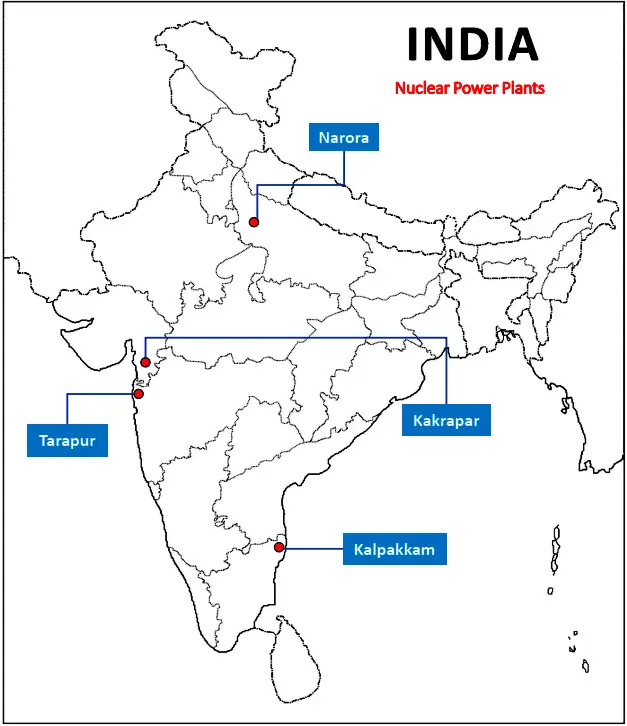 Geography Class 10 Map Work Chapter 5 Minerals and Energy Resources -Nuclear Power Plants