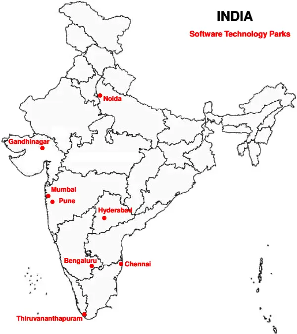 Geography Class 10 Map Work Chapter 6 Manufacturing Industries -Software Technology Parks