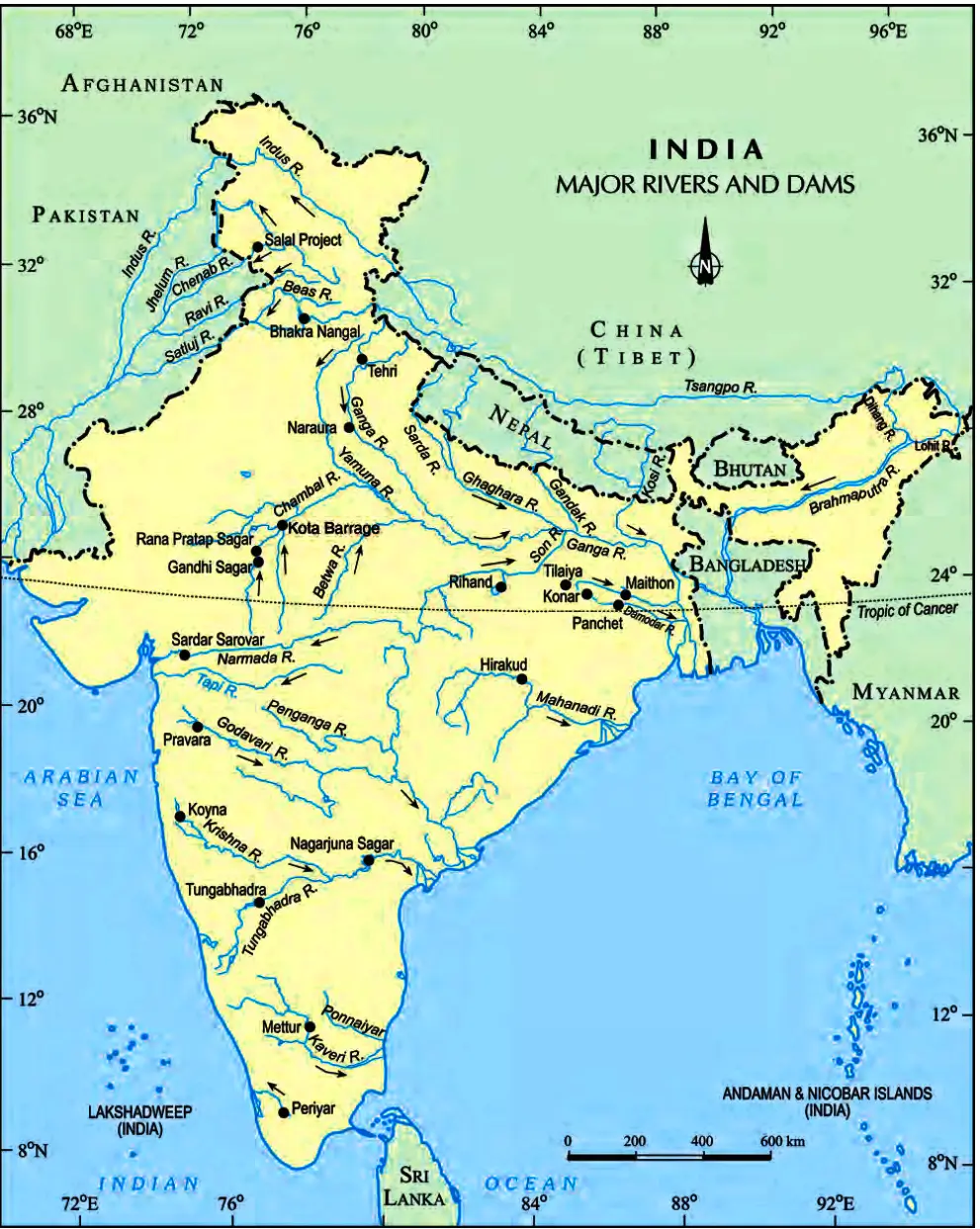 Major Rivers and Dams of India