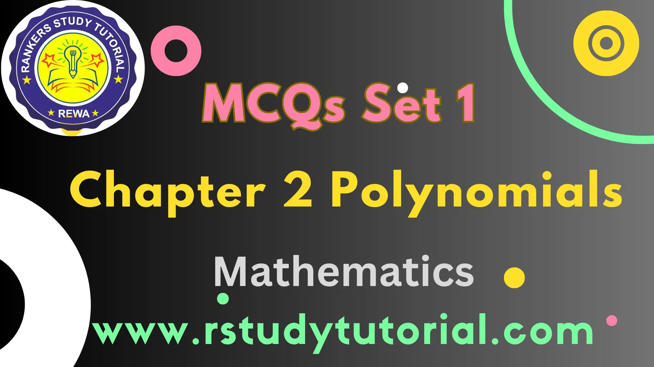 MCQs Maths Class 10 Chapter 2 Polynomials Set 1