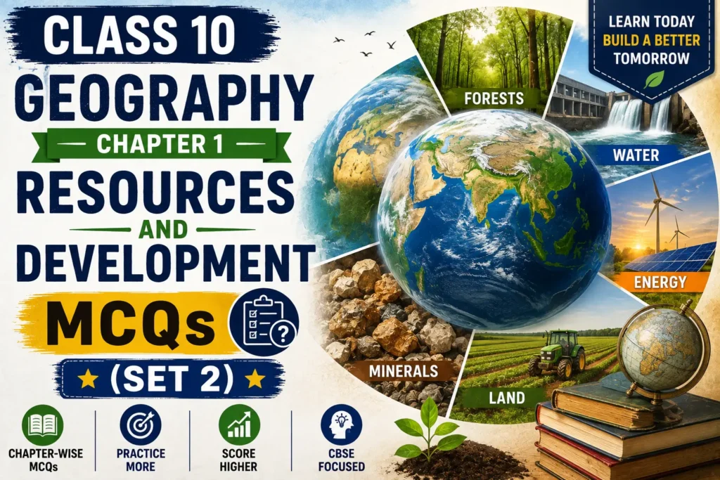 class 10 geography chapter 1 resources and development mcqs (set 2)