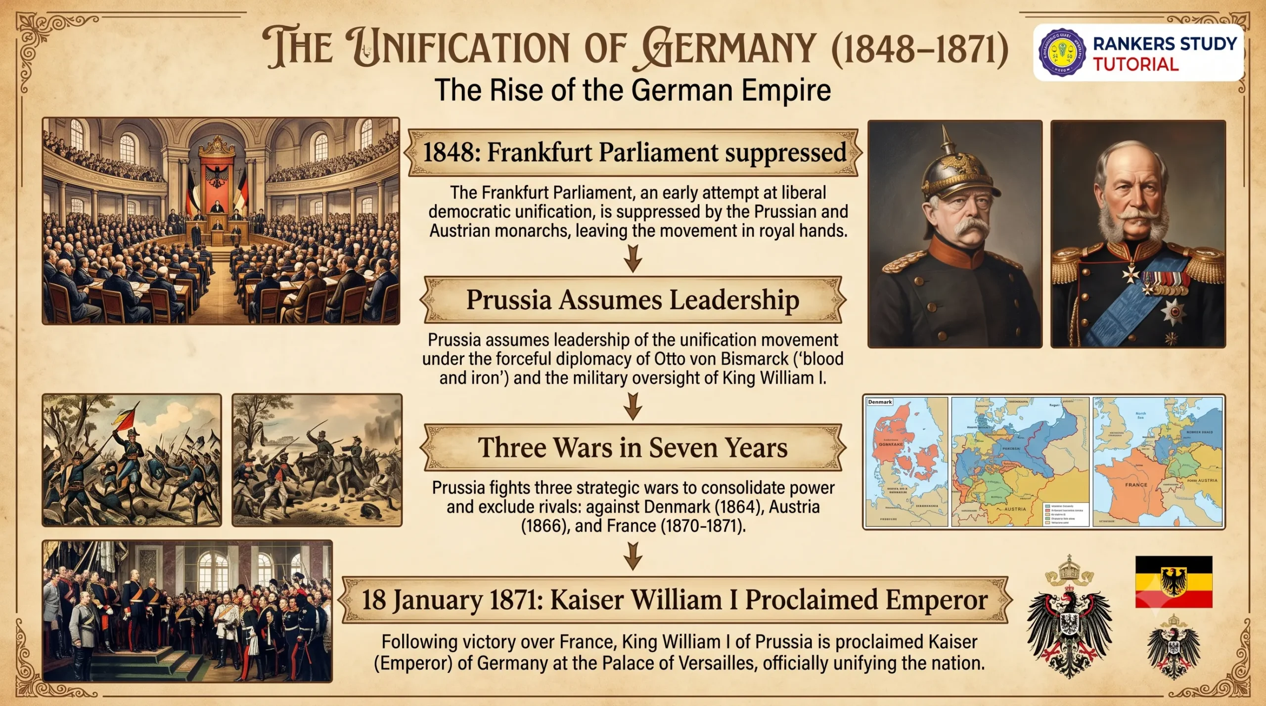 Flowchart Diagram of German Unification 1848 to 1871