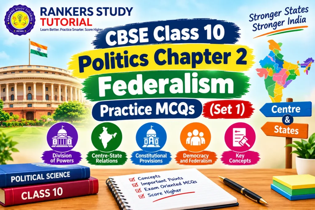 Home cbse class 10 political science chapter 2 federalism mcqs set 1