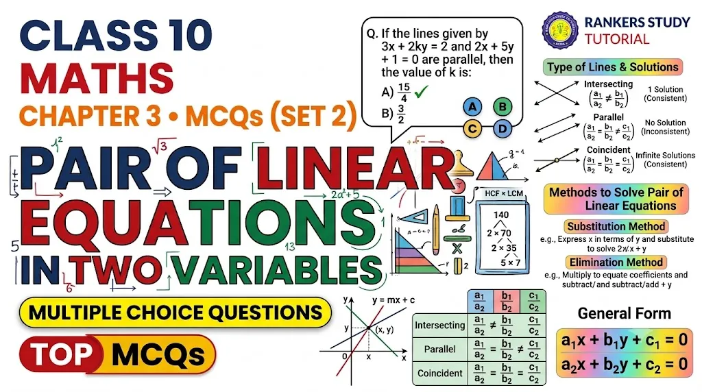 Class 10 Maths Chapter 3 MCQs Set 2 – Pair of Linear Equations in Two Variables