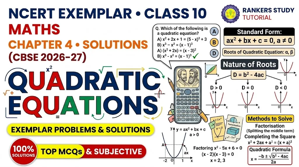 NCERT Exemplar Class 10 Maths Chapter 4 Quadratic Equations Solutions (CBSE 2026-27)