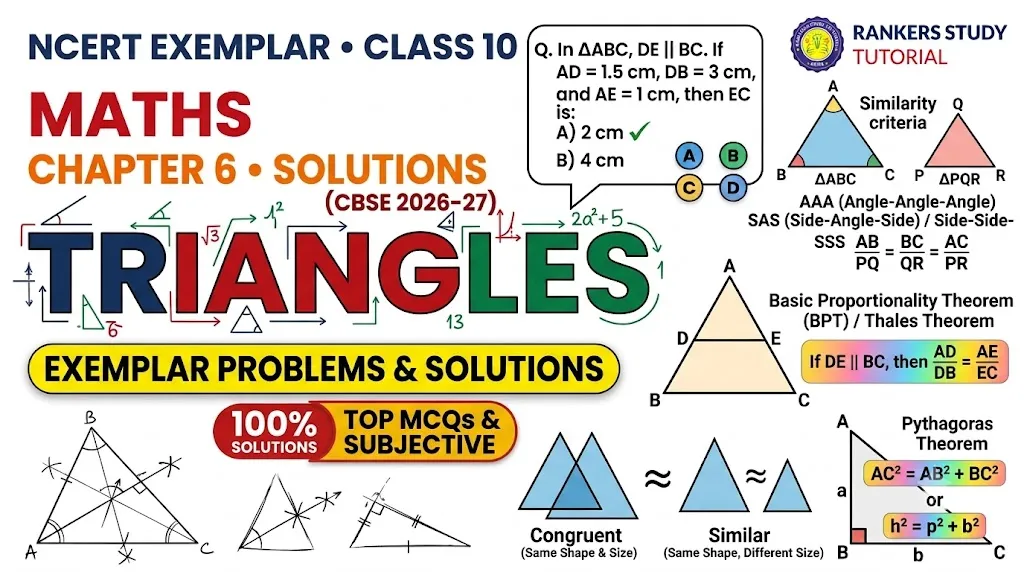 NCERT Exemplar Class 10 Maths Chapter 6 Triangles Solutions (CBSE 2026-27)