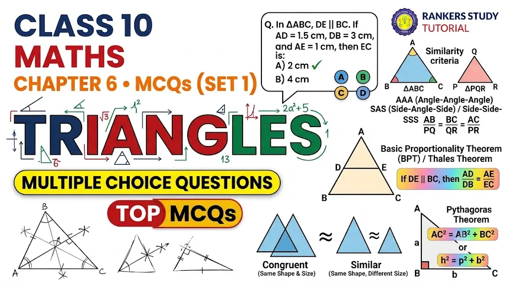 Class 10 Maths Chapter 6 MCQs Set 1 - Triangles