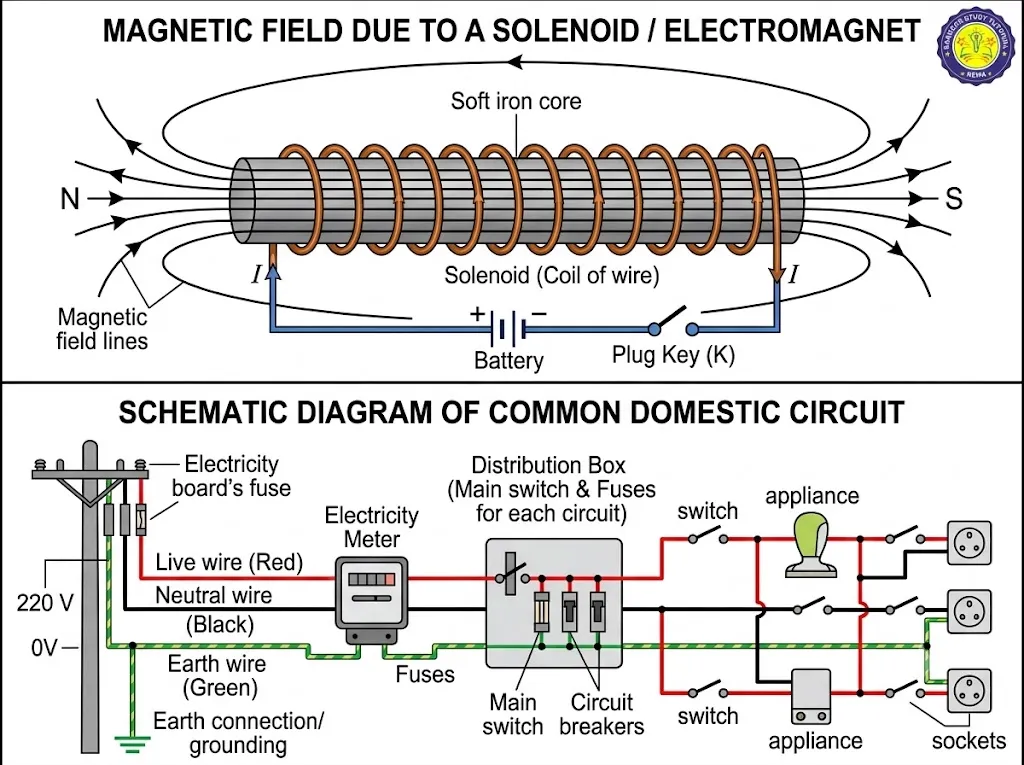 Domestic electrical circuit and solenoid diagram