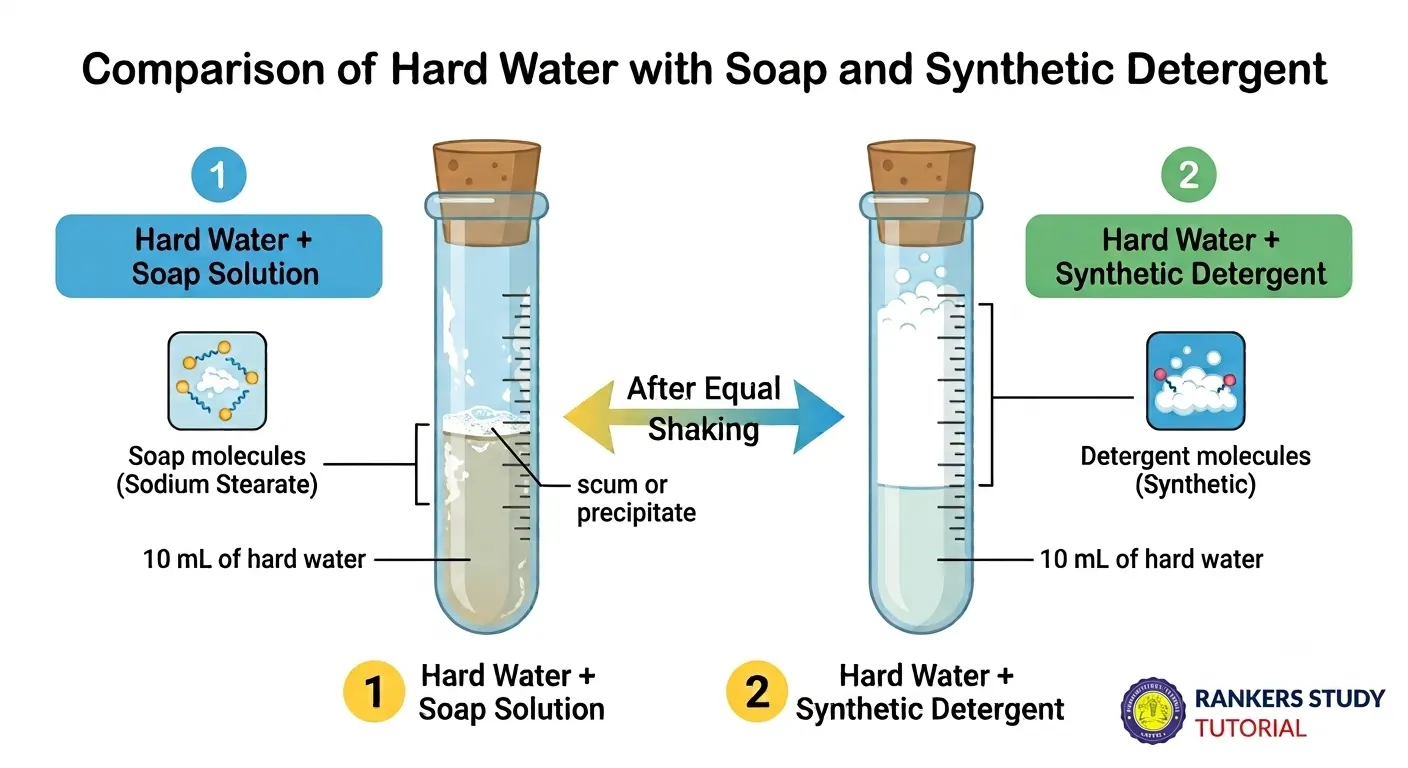 Comparative Performance of Soap and Detergent in Hard Water