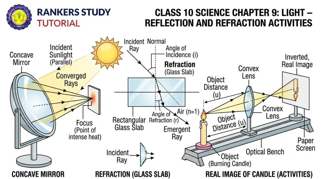 Class 10 Science Chapter 9 Light – Reflection and Refraction Activities cbse class 10 science chapter 9 banner image