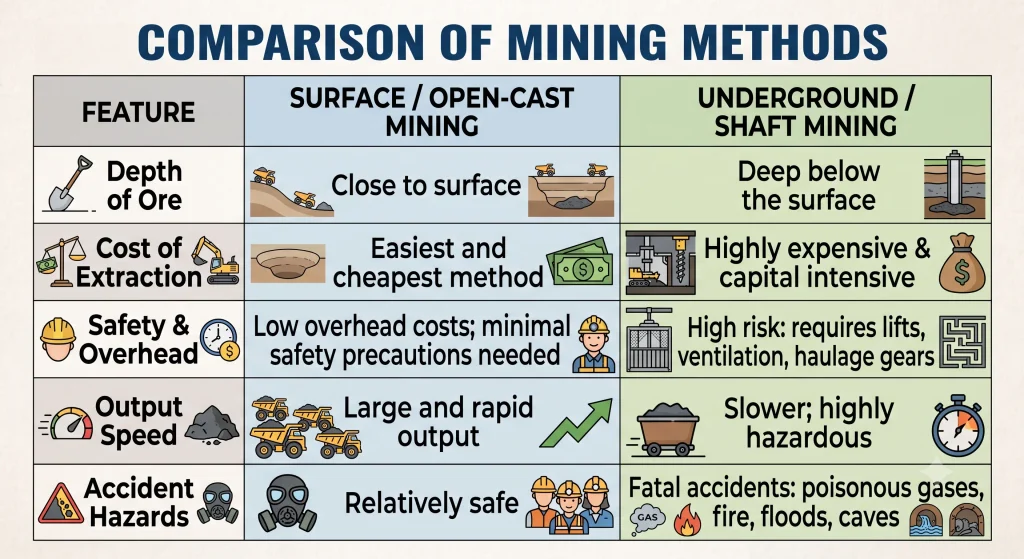Class 12 Geography Chapter 4 – Primary Activities Revision Notes geo 04 comparision mining