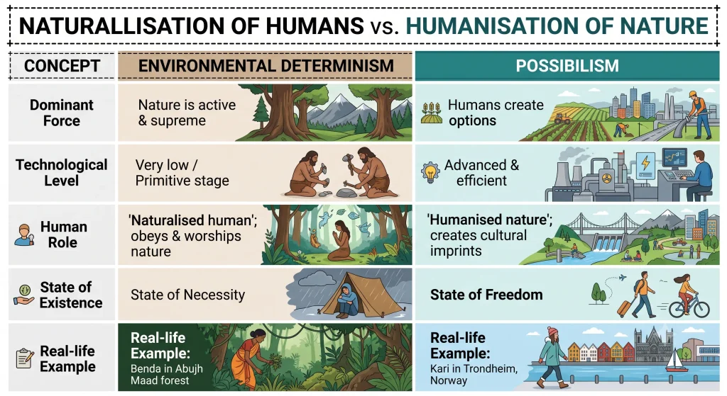 Class 12 Geography (Fundamentals of Human Geography) — Chapter 1: Human Geography: Nature and Scope geo 12 01 naturalism vs humanism