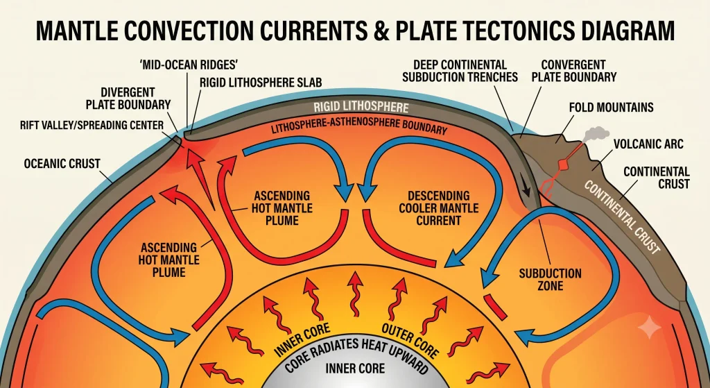 Grade 9 Social Science (Geography) — Chapter 2: Shaping of the Earth's Surface g 09 02 mantle of earth convection