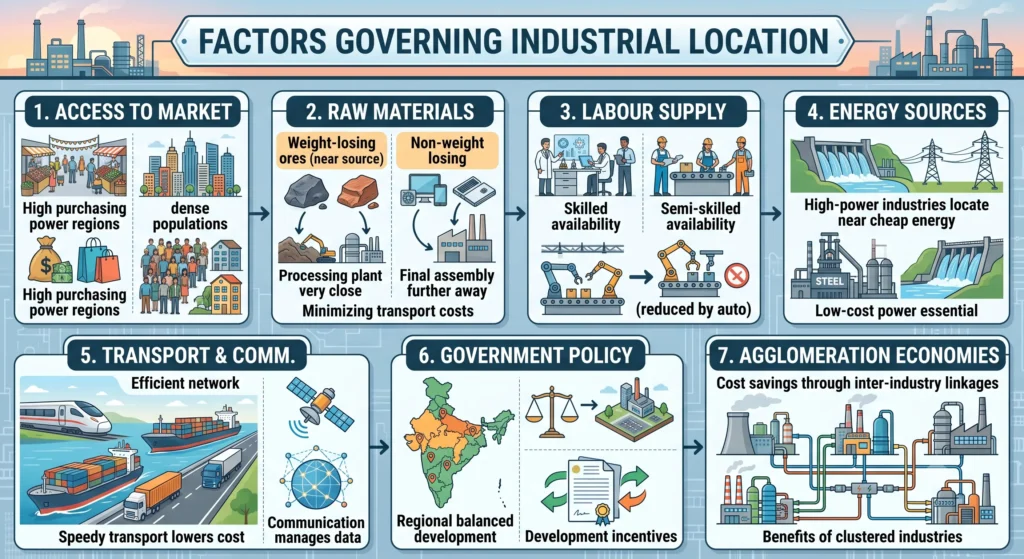 Class 12 Geography (Fundamentals of Human Geography) — Chapter 5: Secondary Activities g 12 05 factors governing