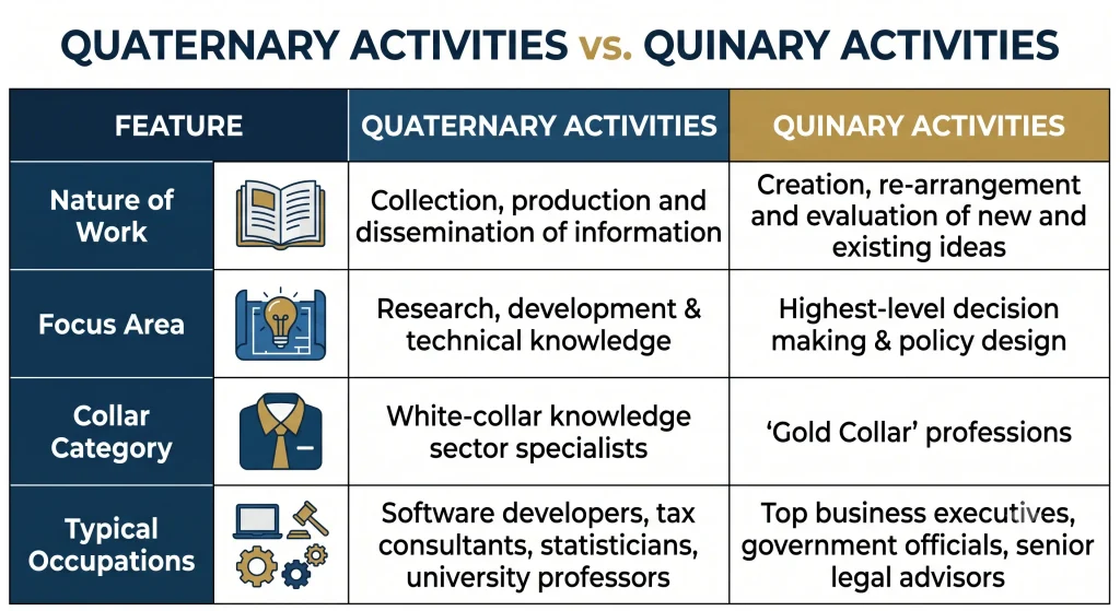 Class 12 Geography (Fundamentals of Human Geography) — Chapter 6: Tertiary and Quaternary Activities g 12 06 quaternary vs quinary