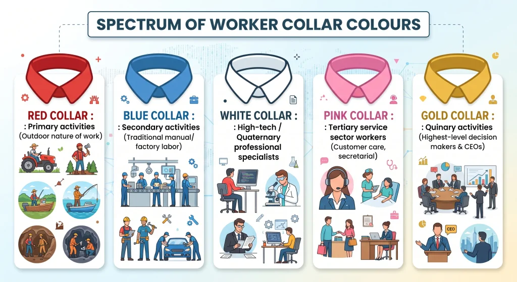 Class 12 Geography (Fundamentals of Human Geography) — Chapter 6: Tertiary and Quaternary Activities g 12 06 spectrum collar workers