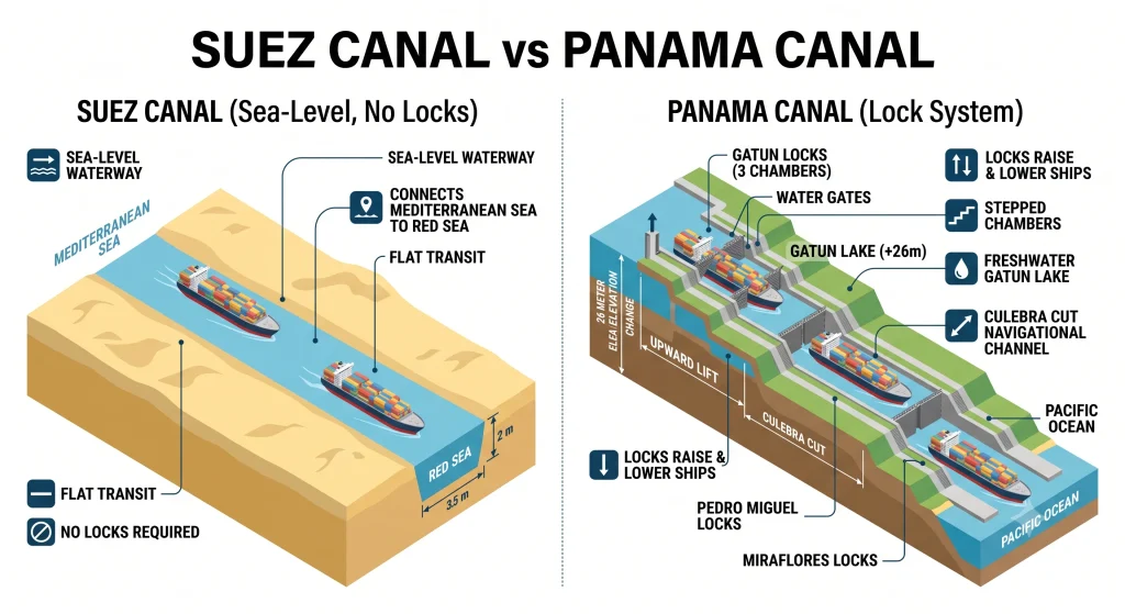 Class 12 Geography (Fundamentals of Human Geography) — Chapter 7: Transport and Communication g 12 07 suez vs panama