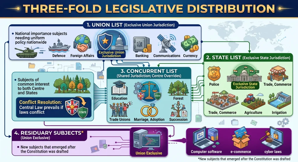 Class 10 Political Science Chapter 2 – Federalism Revision Notes ps2 three fold federalism