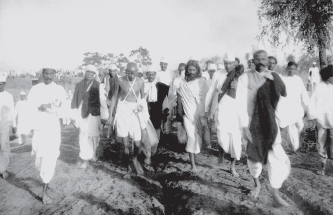 Mahatma Gandhi leading the historic Dandi Salt March 1930